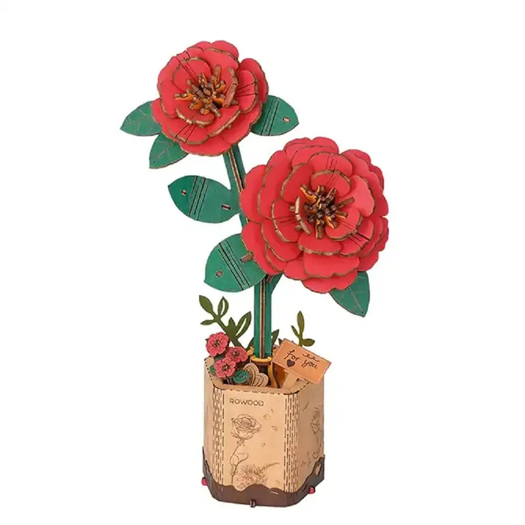 - ​​Christmas pet Christmas clothingRed Camellia Diy Wooden Flower 3D Puzzles