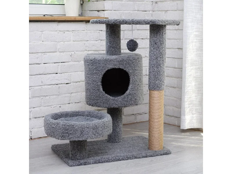 - Solid wood cat climbing frame customizedCat Tree & Scratching Beige+Light Blue Beige+Brown Grey 60*40*75