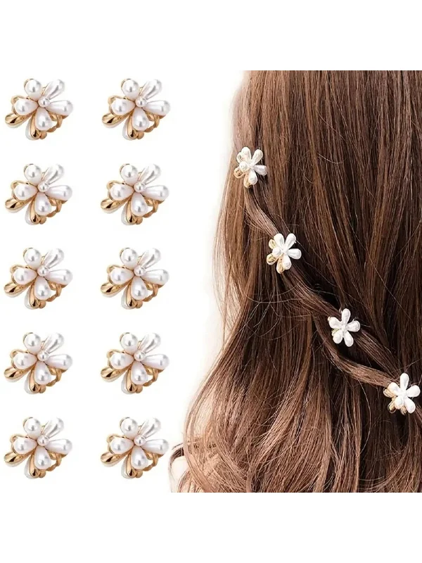 - Dog anti-slip mat10pcs Mini Faux Pearl Claw Clip, Vintage Hair Clips With Daisy Flower, Sweet Artificial Bangs Clips Decorative Hair Accessories For Women Girls Elegant