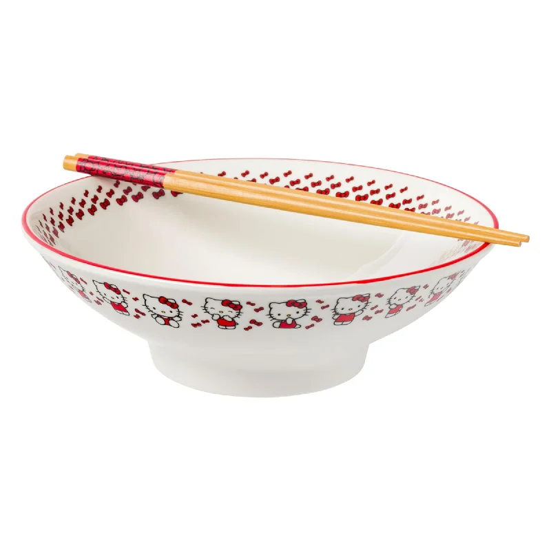 - ​​Christmas pet Christmas clothingHello Kitty Ceramic Noodle Bowl and Chopstick Set (Red Bows)