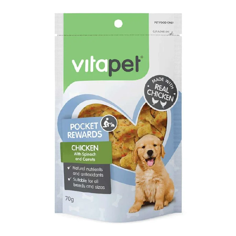 - Pet stroller can be taken on the planeVitaPet Pocket Rewards Chicken And Vegetable Bones Dog Treats 70g