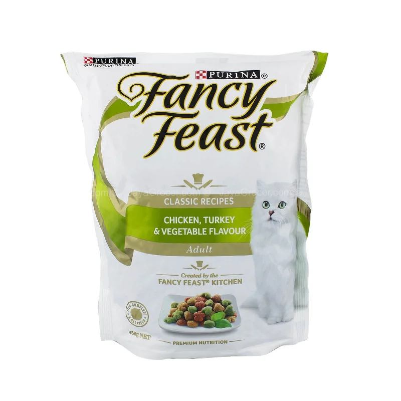    - Hairball control cat food  Purina Fancy Feast Chicken, Turkey and Vegetable Flavor Dry Cat Food 450g