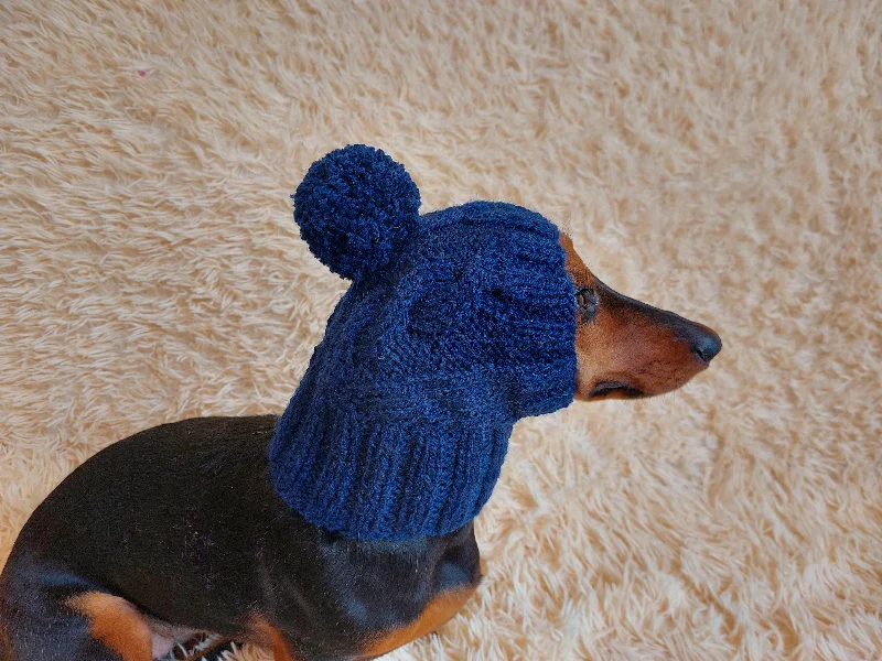 Pet wedding dressesDog hat with pom poms wool, warm hat for dachshund, wool hat for small dogs