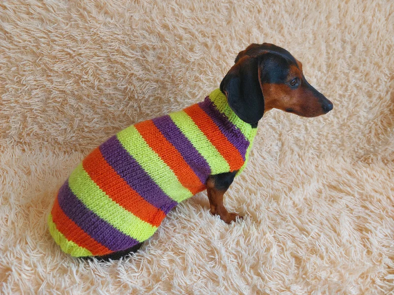 Pet easy-to-wear and take-off design clothesStriped jumper for dogs, sweater for dachshund or small dog.